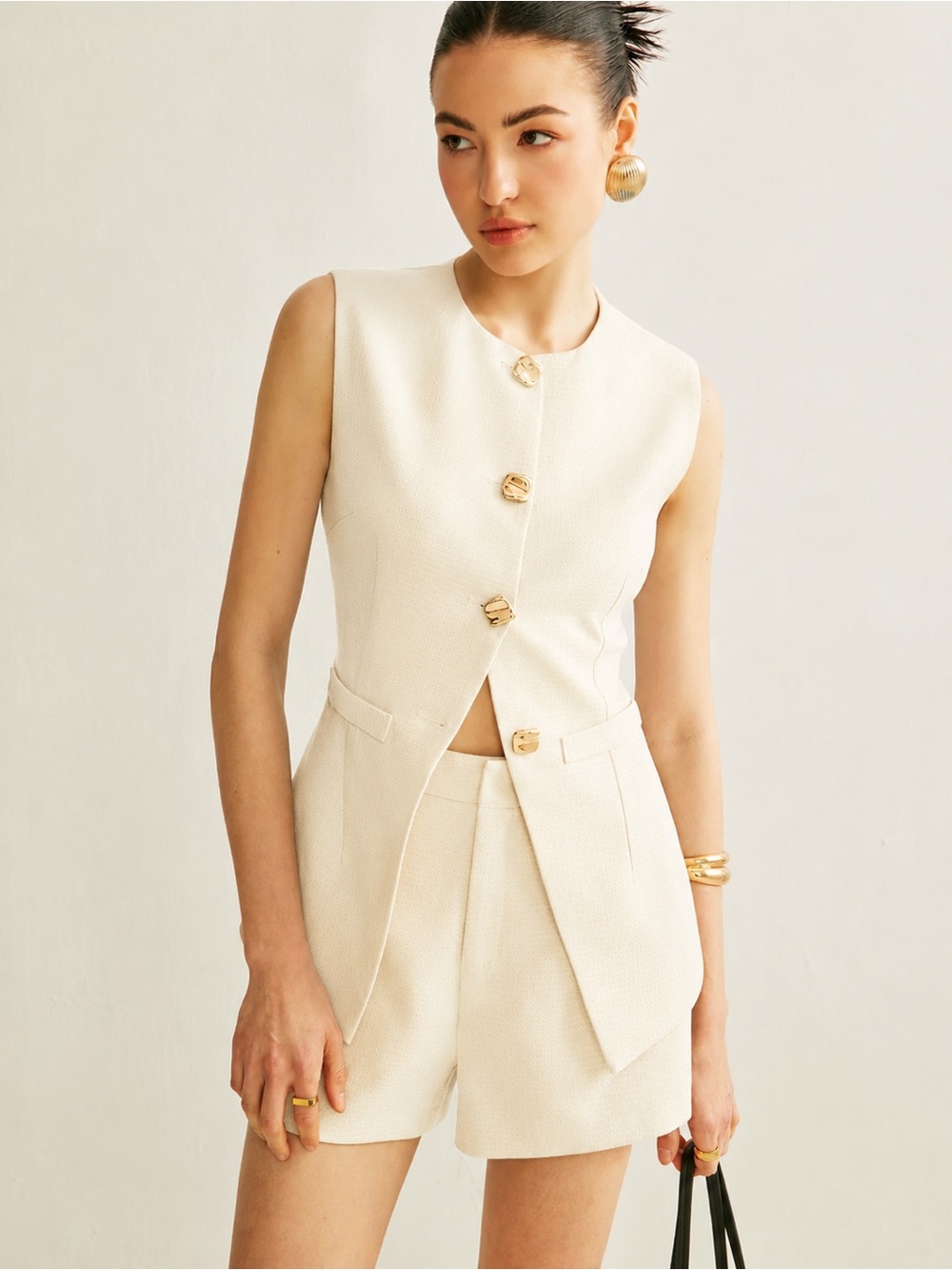 144 Button Vest With Shorts Set